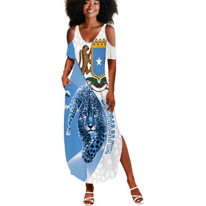 Coat of arms of Soomaaliya Summer Maxi Dress Leopard Skin mix Islamic Pattern