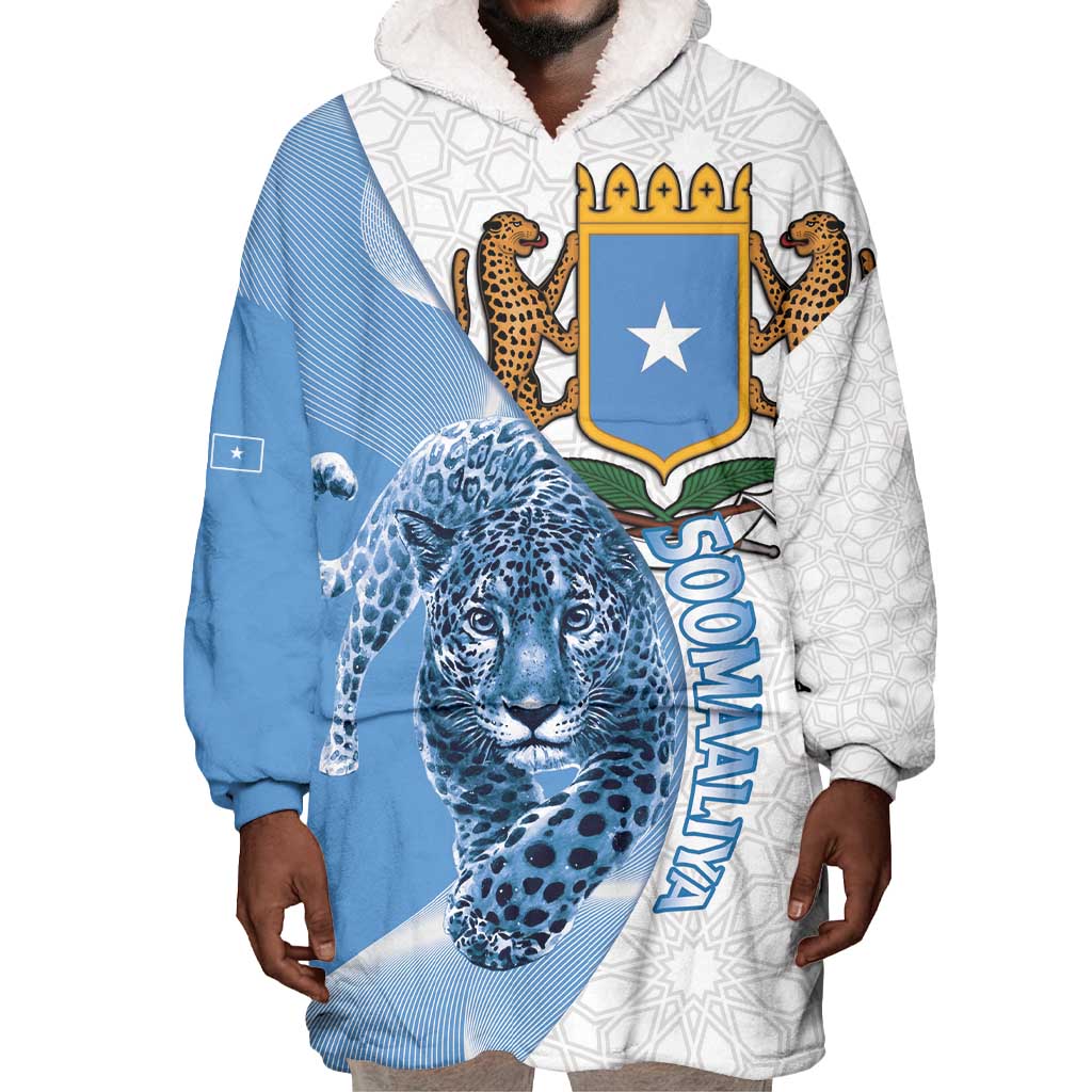 Coat of arms of Soomaaliya Wearable Blanket Hoodie Leopard Skin mix Islamic Pattern
