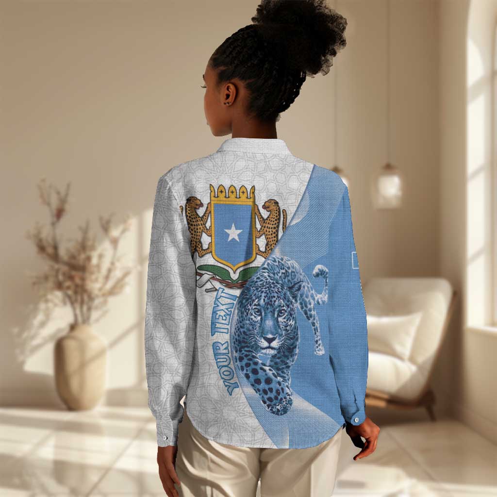 Coat of arms of Soomaaliya Women Casual Shirt Leopard Skin mix Islamic Pattern