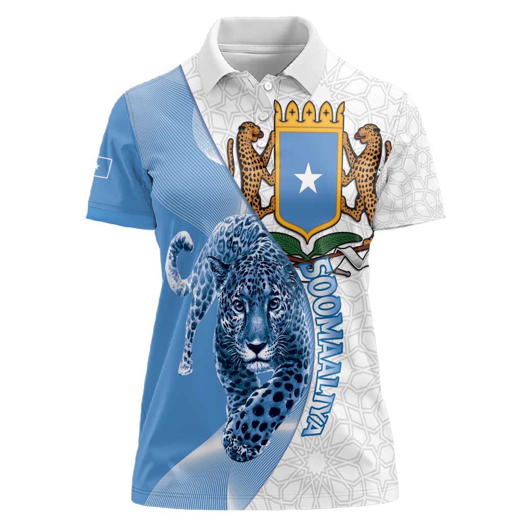 Coat of arms of Soomaaliya Women Polo Shirt Leopard Skin mix Islamic Pattern