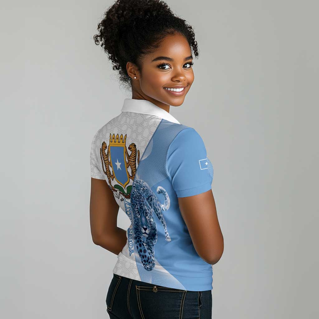 Coat of arms of Soomaaliya Women Polo Shirt Leopard Skin mix Islamic Pattern