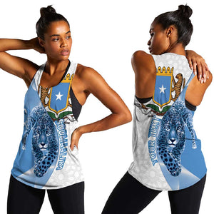 Coat of arms of Soomaaliya Women Racerback Tank Leopard Skin mix Islamic Pattern