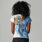 Coat of arms of Soomaaliya Women V-Neck T-Shirt Leopard Skin mix Islamic Pattern