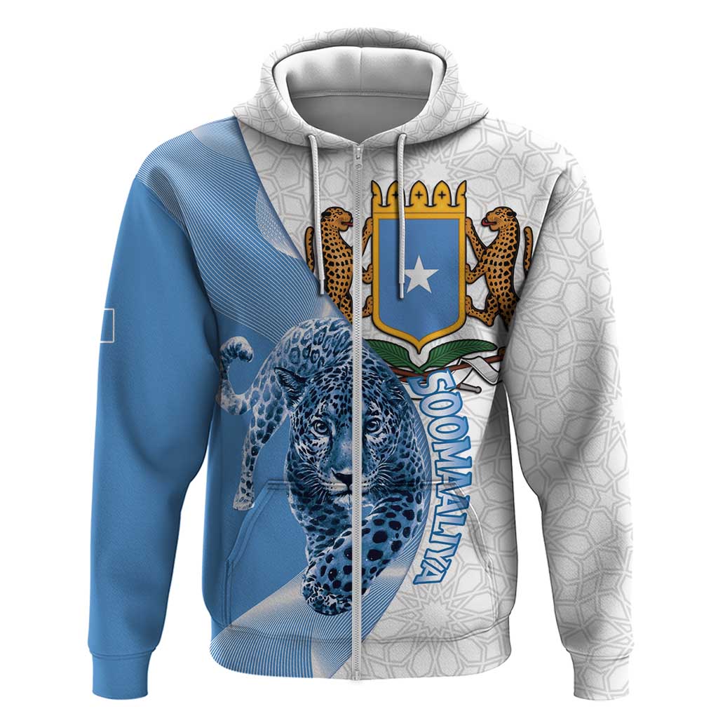 Coat of arms of Soomaaliya Zip Hoodie Leopard Skin mix Islamic Pattern