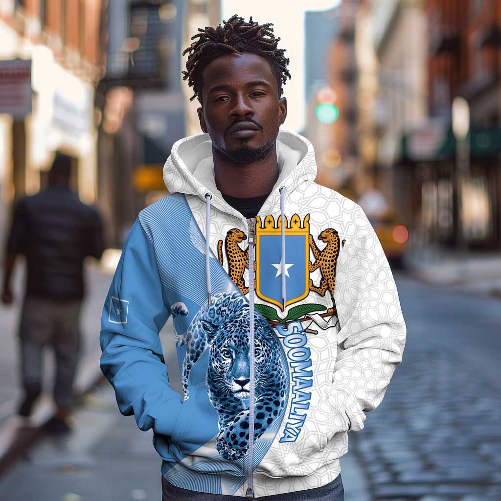 Coat of arms of Soomaaliya Zip Hoodie Leopard Skin mix Islamic Pattern