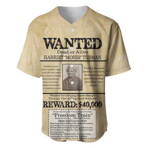 Harriet Tubman Freedom Baseball Jersey Vintage Wanted Poster Style - African Pride