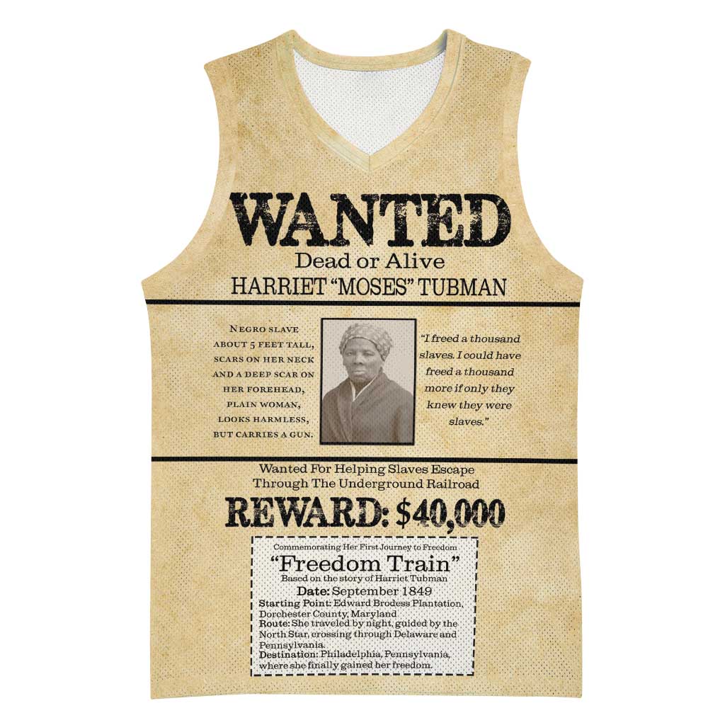 Harriet Tubman Freedom Basketball Jersey Vintage Wanted Poster Style LT15