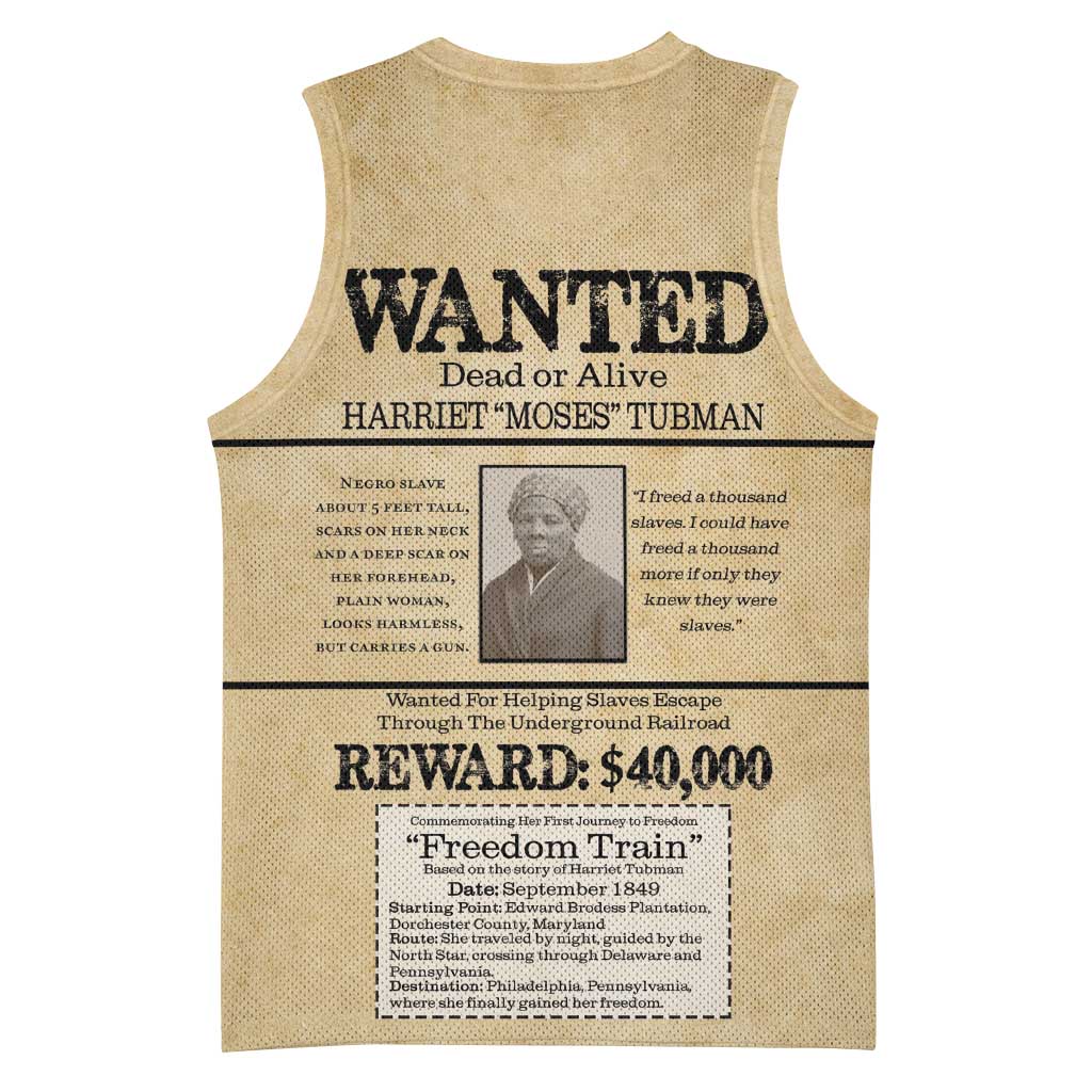 Harriet Tubman Freedom Basketball Jersey Vintage Wanted Poster Style LT15