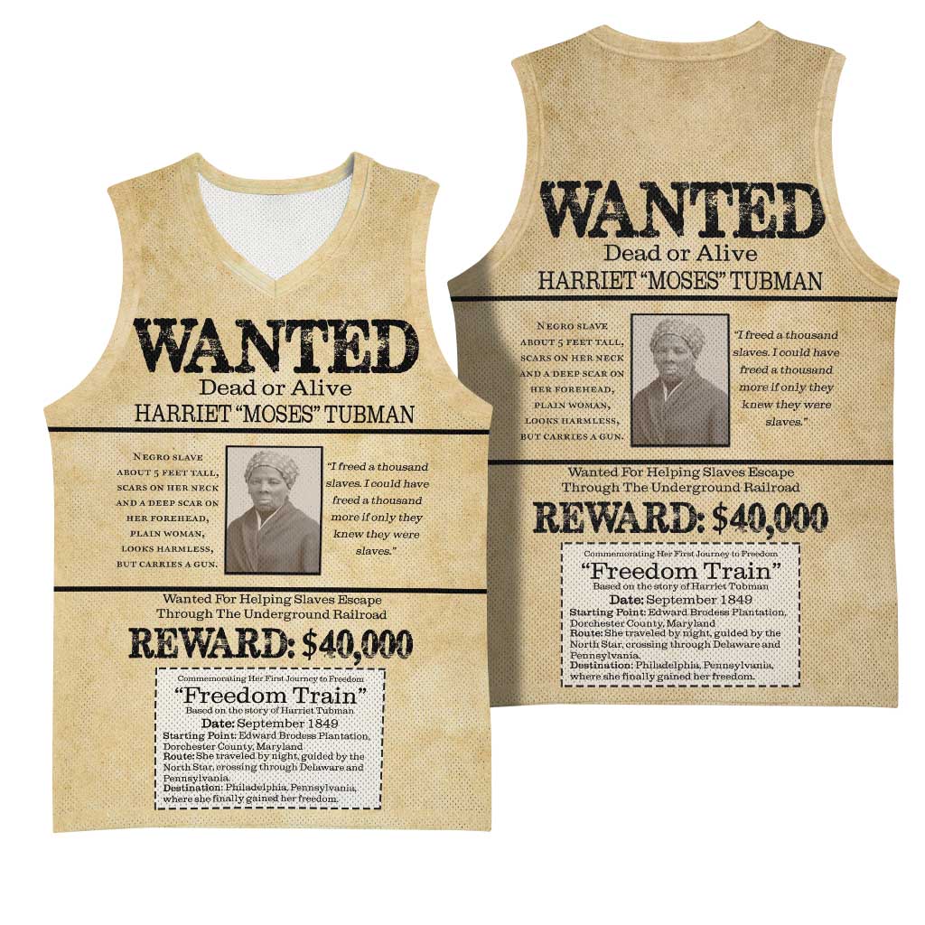 Harriet Tubman Freedom Basketball Jersey Vintage Wanted Poster Style LT15
