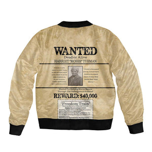 Harriet Tubman Freedom Bomber Jacket Vintage Wanted Poster Style - African Pride