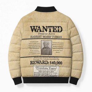 WANTED for Freedom Bomber Puffer Jacket Harriet Moses Tubman
