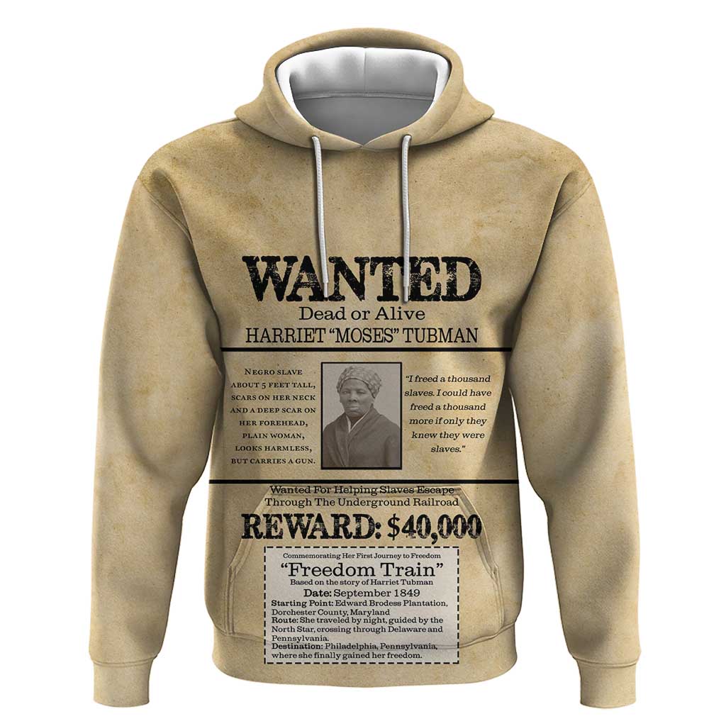 Harriet Tubman Freedom Hoodie Vintage Wanted Poster Style - African Pride