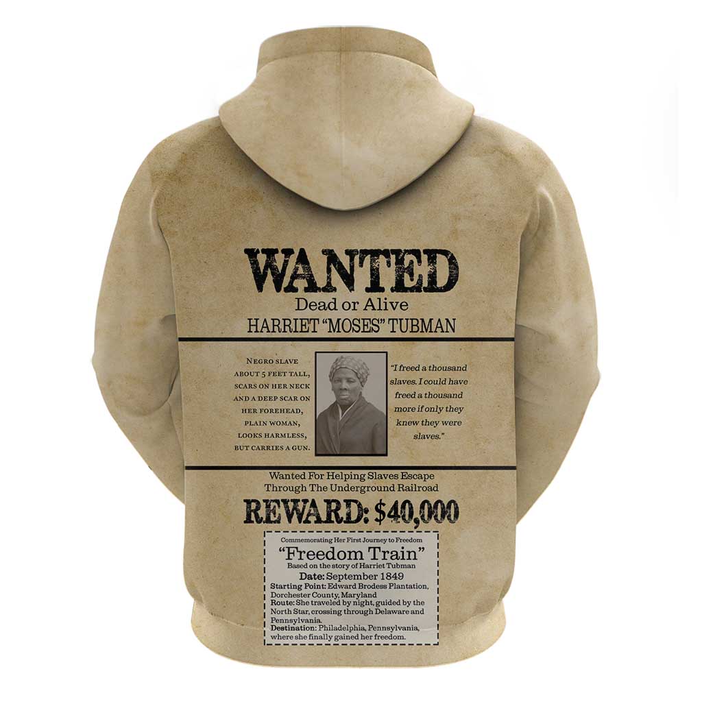 Harriet Tubman Freedom Hoodie Vintage Wanted Poster Style - African Pride