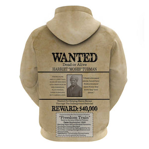 Harriet Tubman Freedom Hoodie Vintage Wanted Poster Style - African Pride