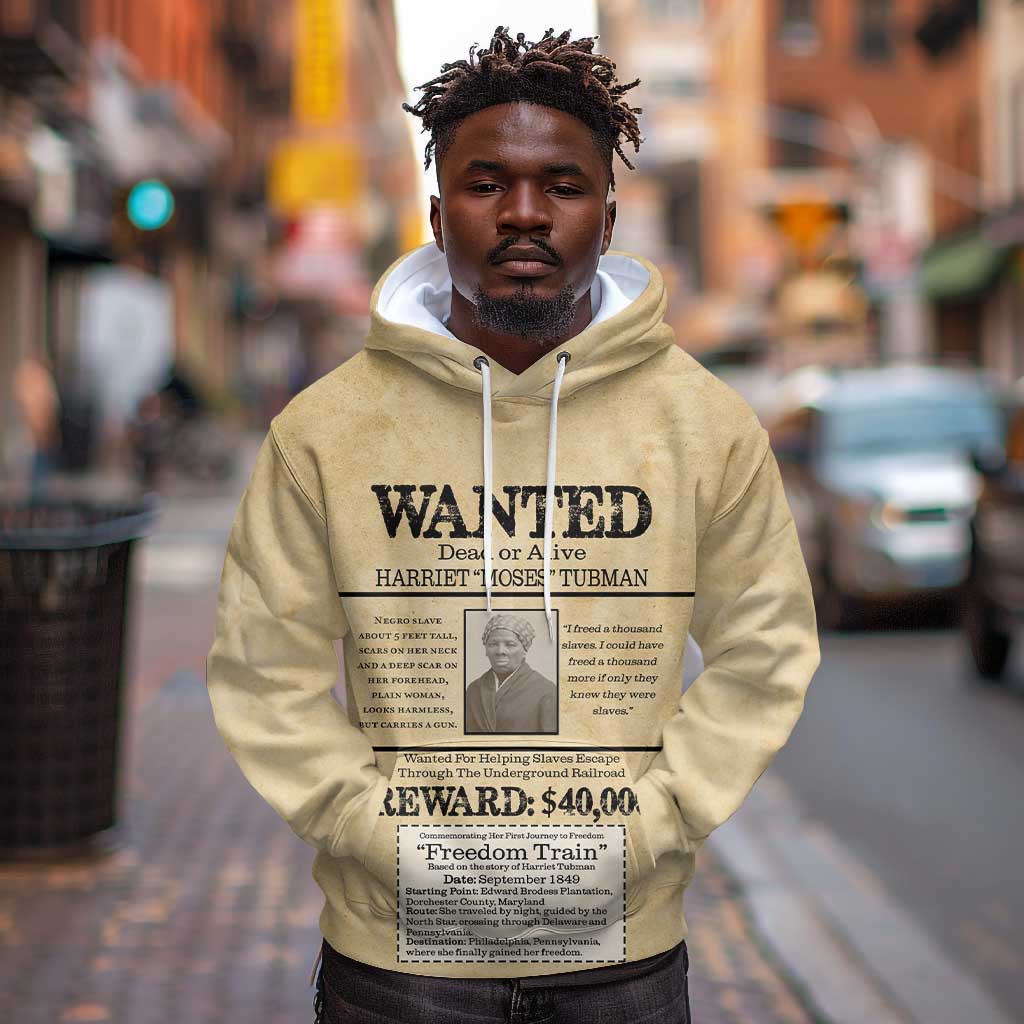 Harriet Tubman Freedom Hoodie Vintage Wanted Poster Style - African Pride
