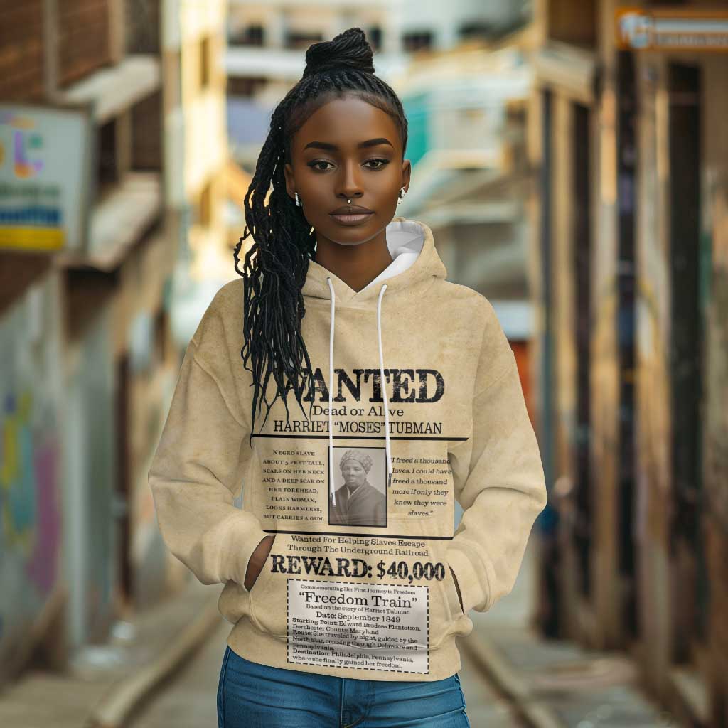 Harriet Tubman Freedom Hoodie Vintage Wanted Poster Style - African Pride