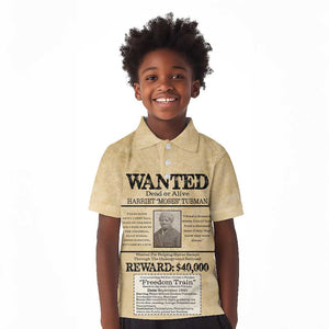 Harriet Tubman Freedom Kid Polo Shirt Vintage Wanted Poster Style - African Pride