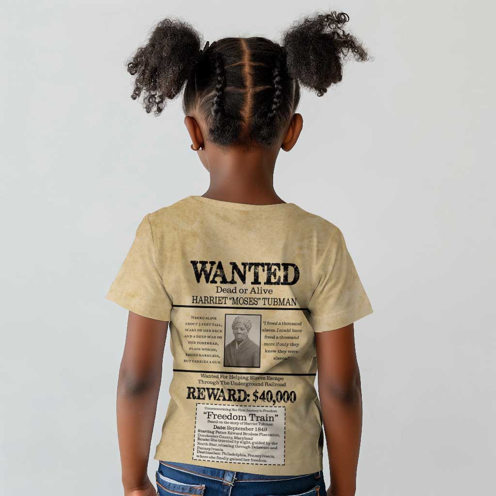 Harriet Tubman Freedom Kid T shirt Vintage Wanted Poster Style - African Pride