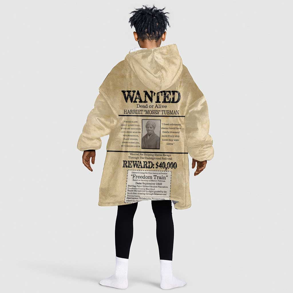 Harriet Tubman Freedom Kid Wearable Blanket Hoodie Vintage Wanted Poster Style - African Pride