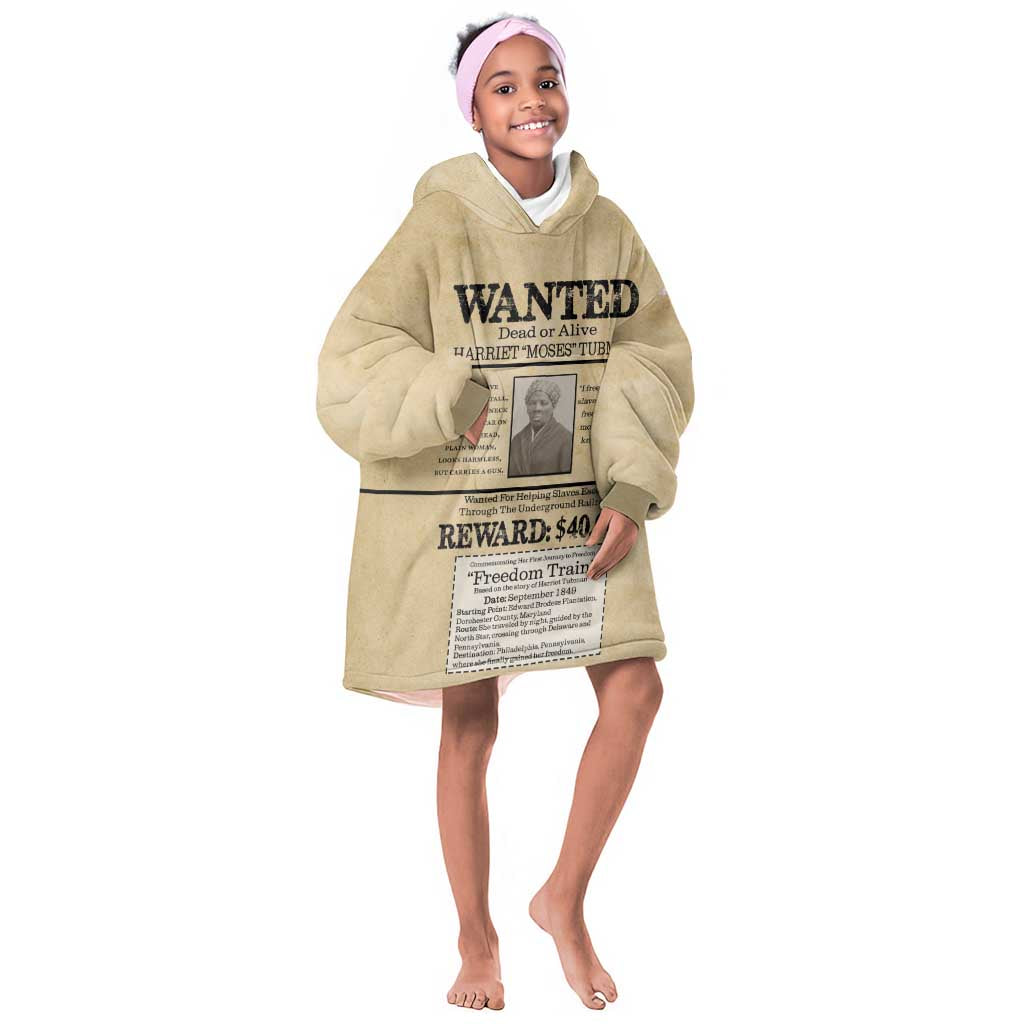 Harriet Tubman Freedom Kid Wearable Blanket Hoodie Vintage Wanted Poster Style - African Pride