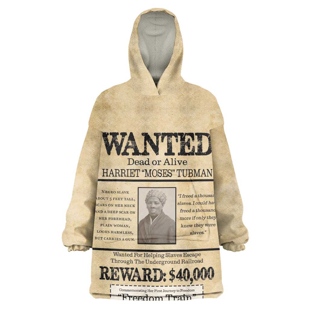 Harriet Tubman Freedom Kid Wearable Blanket Hoodie Vintage Wanted Poster Style - African Pride