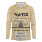Harriet Tubman Freedom Long Sleeve Polo Shirt Vintage Wanted Poster Style - African Pride