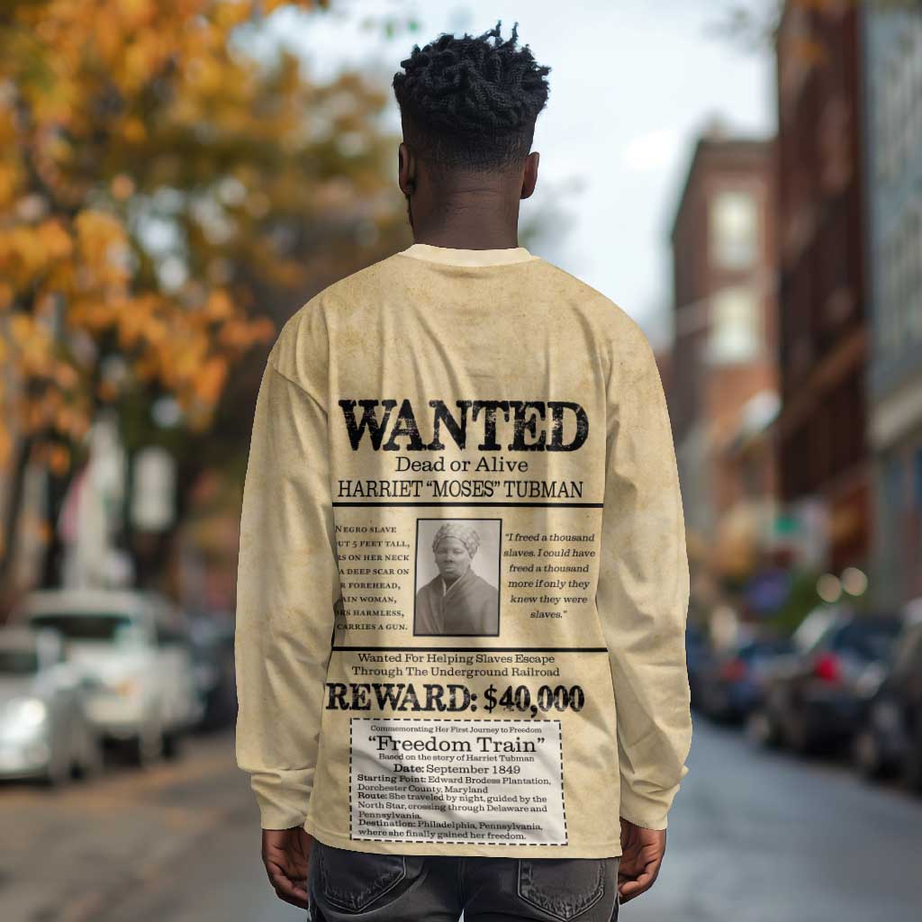 Harriet Tubman Freedom Long Sleeve Shirt Vintage Wanted Poster Style - African Pride