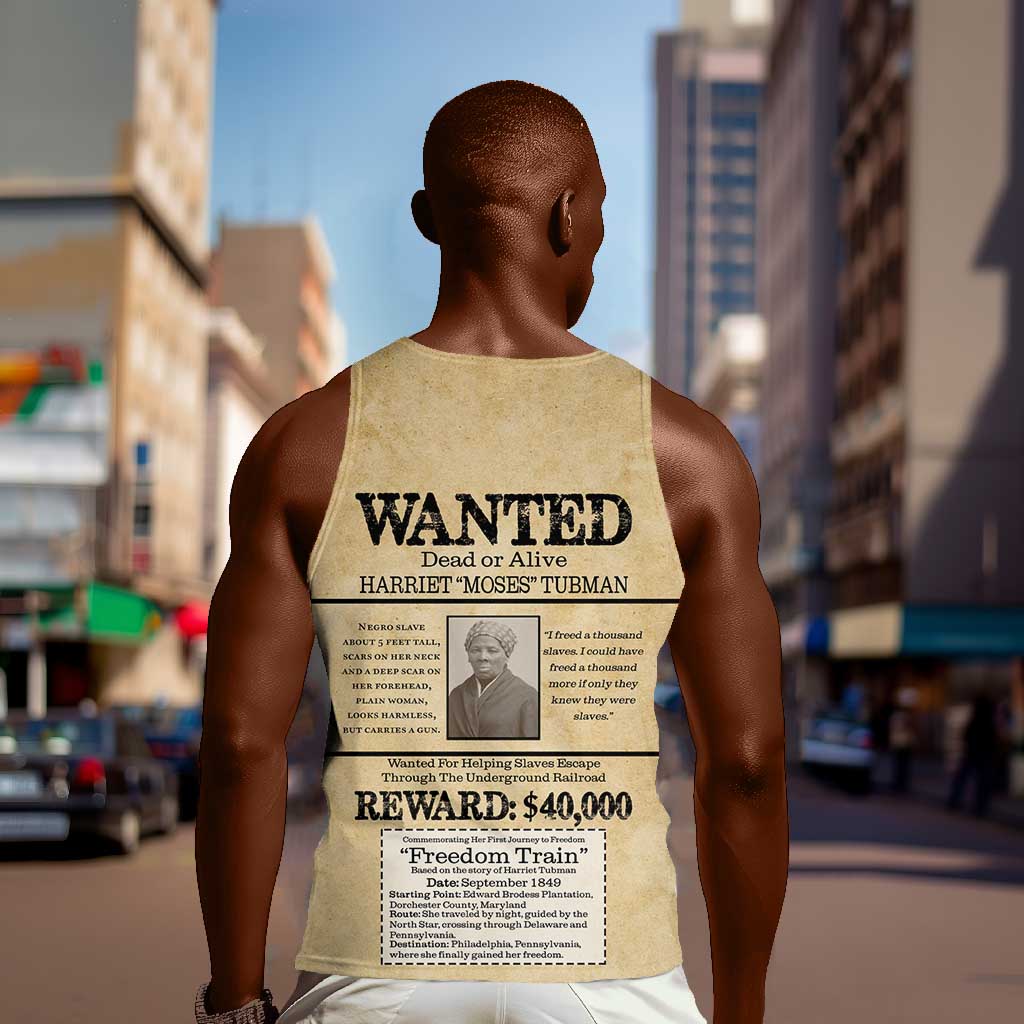 Harriet Tubman Freedom Men Tank Top Vintage Wanted Poster Style - African Pride