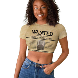 Harriet Tubman Freedom Raglan Cropped T shirt Vintage Wanted Poster Style - African Pride