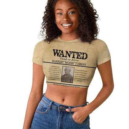 Harriet Tubman Freedom Raglan Cropped T shirt Vintage Wanted Poster Style - African Pride