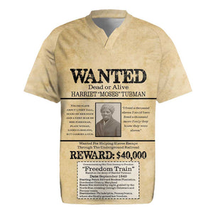 Harriet Tubman Freedom Rugby Jersey Vintage Wanted Poster Style - African Pride