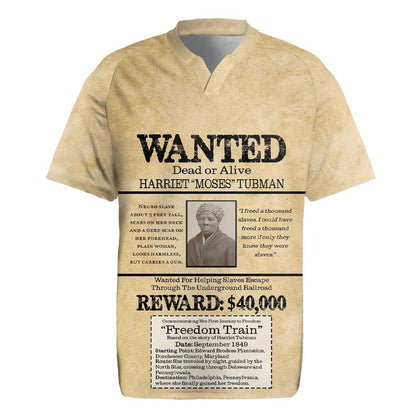 Harriet Tubman Freedom Rugby Jersey Vintage Wanted Poster Style - African Pride