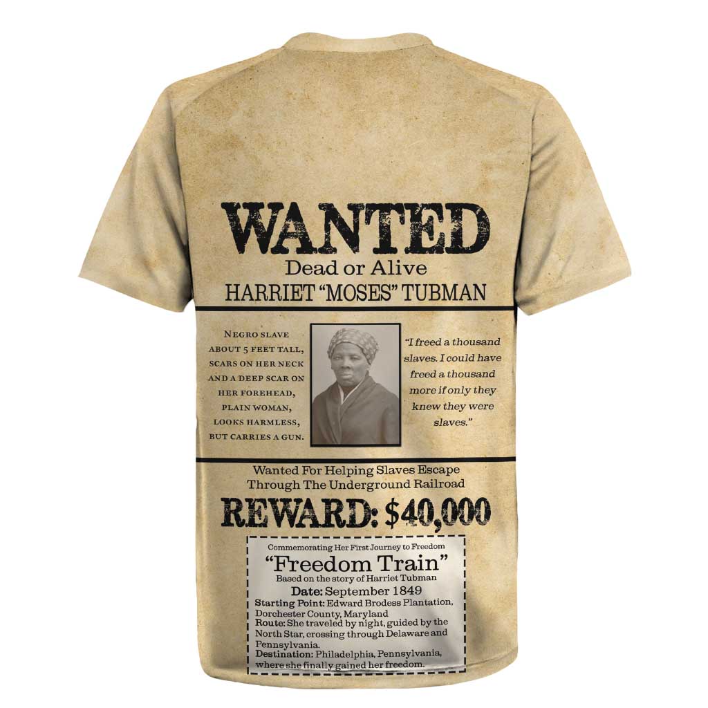 Harriet Tubman Freedom Rugby Jersey Vintage Wanted Poster Style - African Pride
