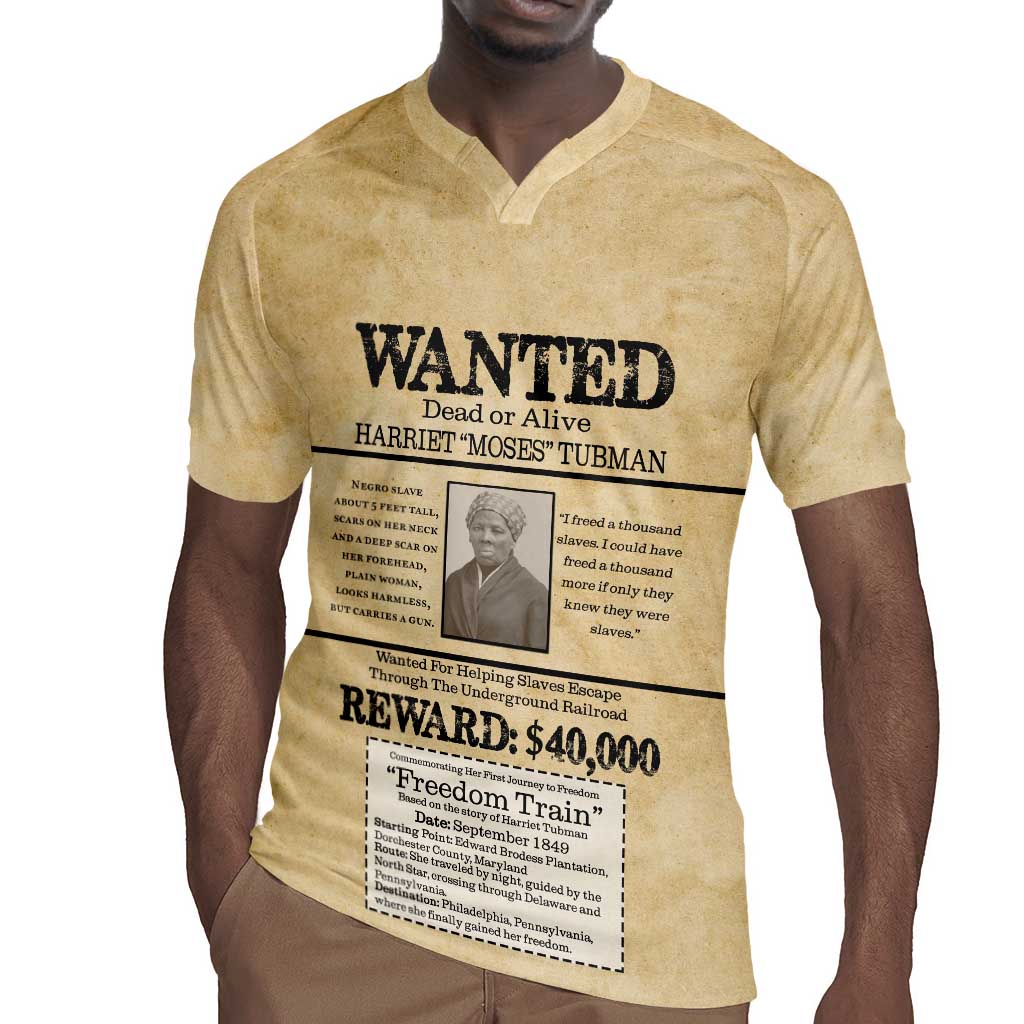 Harriet Tubman Freedom Rugby Jersey Vintage Wanted Poster Style - African Pride