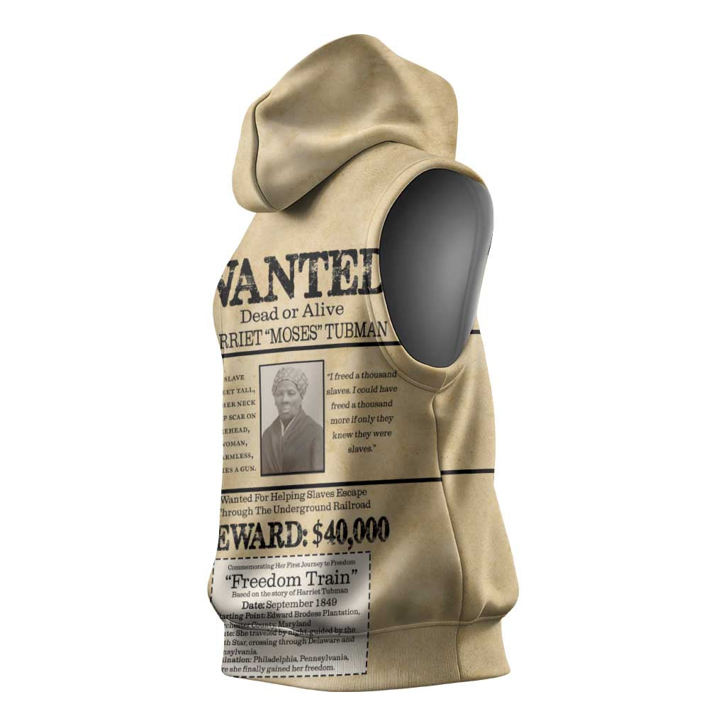Harriet Tubman Freedom Sleeveless Hoodie Vintage Wanted Poster Style - African Pride