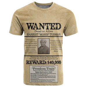 Harriet Tubman Freedom T shirt Vintage Wanted Poster Style - African Pride