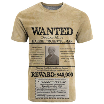 Harriet Tubman Freedom T shirt Vintage Wanted Poster Style - African Pride