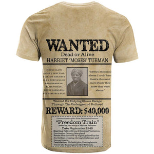 Harriet Tubman Freedom T shirt Vintage Wanted Poster Style - African Pride