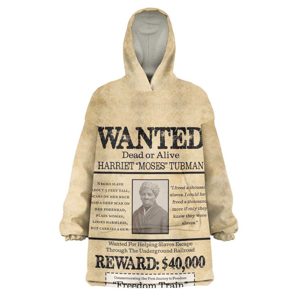 Harriet Tubman Freedom Wearable Blanket Hoodie Vintage Wanted Poster Style - African Pride
