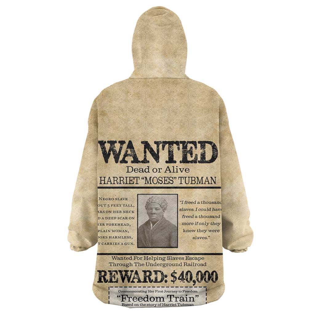Harriet Tubman Freedom Wearable Blanket Hoodie Vintage Wanted Poster Style - African Pride