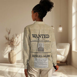 Harriet Tubman Freedom Women Casual Shirt Vintage Wanted Poster Style - African Pride