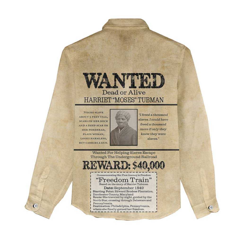 Harriet Tubman Freedom Women Casual Shirt Vintage Wanted Poster Style - African Pride