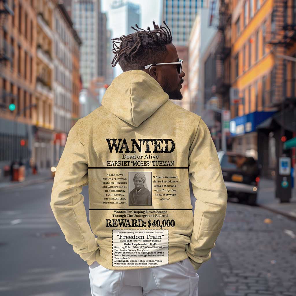 Harriet Tubman Freedom Zip Hoodie Vintage Wanted Poster Style - African Pride