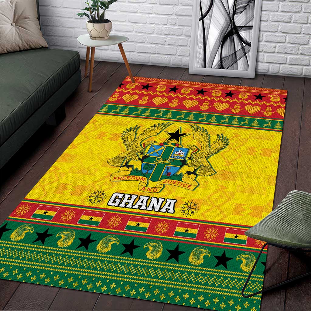 Afro Ghana Christmas Area Rug Coat Of Arms - Kente Pattern
