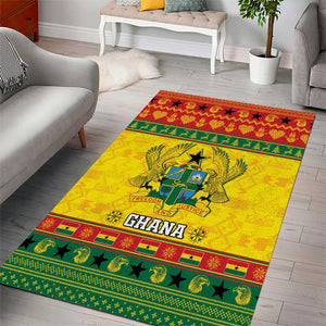 Afro Ghana Christmas Area Rug Coat Of Arms - Kente Pattern