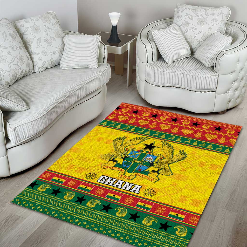 Afro Ghana Christmas Area Rug Coat Of Arms - Kente Pattern