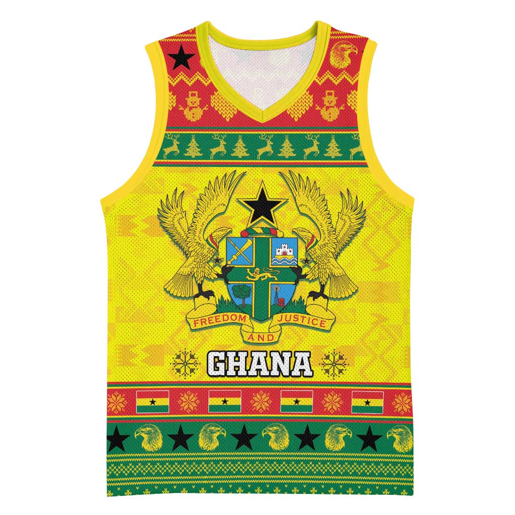Afro Ghana Christmas Basketball Jersey Coat Of Arms - Kente Pattern - African Pride