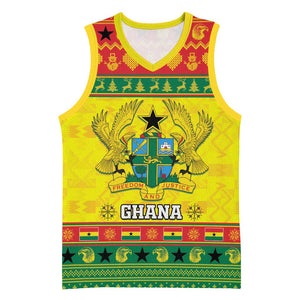 Afro Ghana Christmas Basketball Jersey Coat Of Arms - Kente Pattern - African Pride