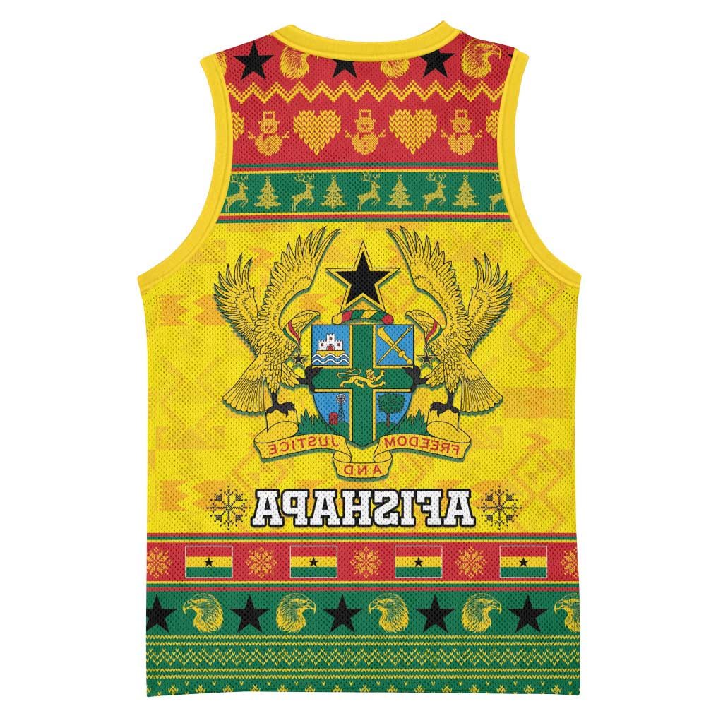 Afro Ghana Christmas Basketball Jersey Coat Of Arms - Kente Pattern - African Pride