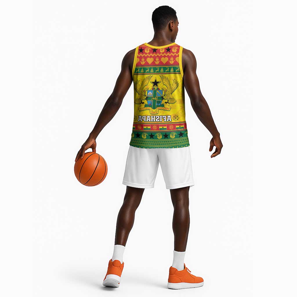 Afro Ghana Christmas Basketball Jersey Coat Of Arms - Kente Pattern - African Pride